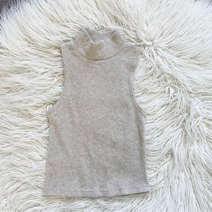 Forever 21 Cream/Tan Mock Neck Sweater Sleeveless Top